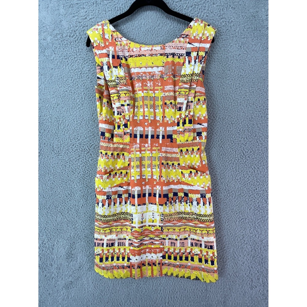 Plenty by Tracy‎ Reese Dress Womens 6 Yellow Orange Lined Geometric Pockets